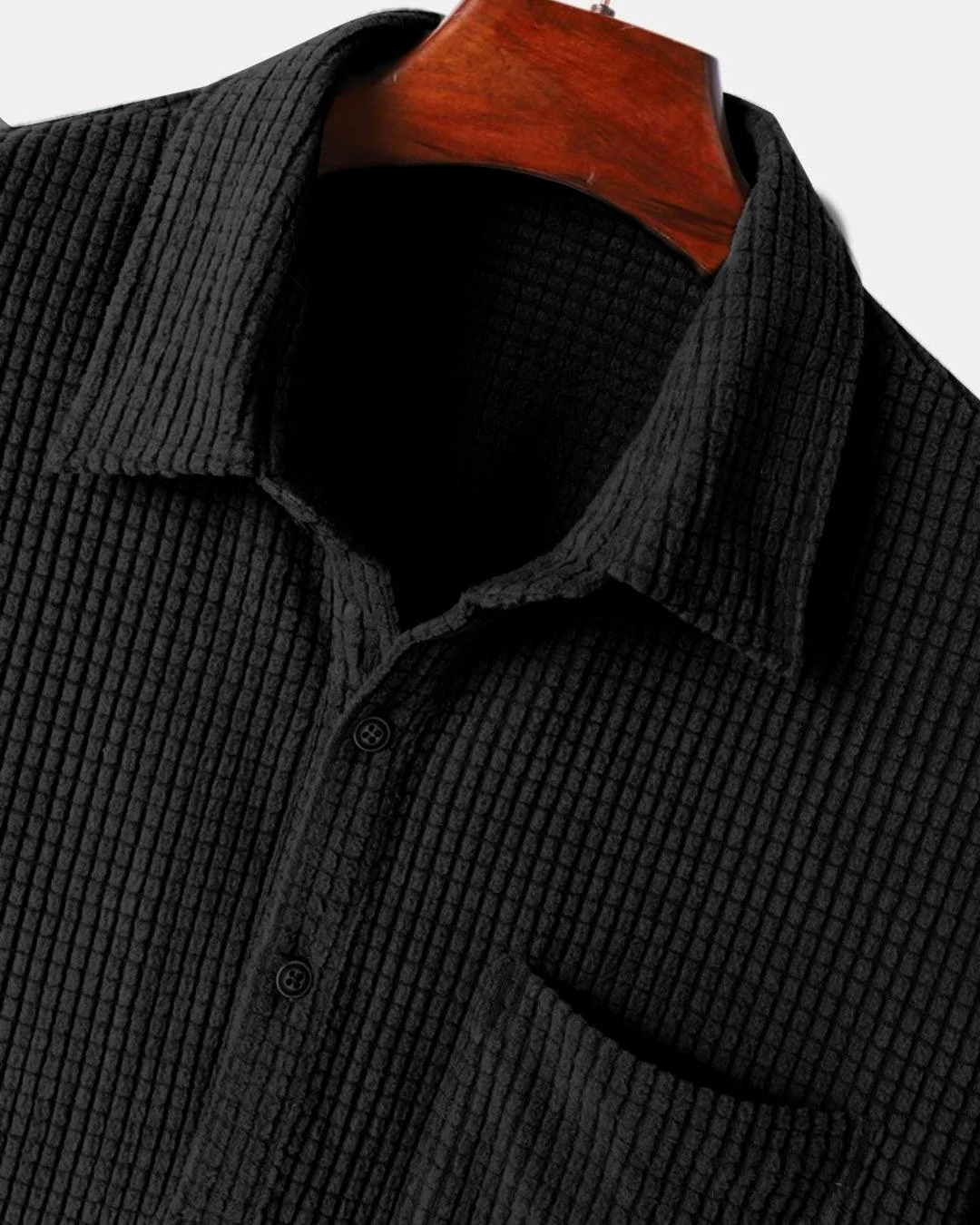 Men Set Of Two : Black Short Sleeve Knit Shirt with Drawstring Pocket Pant - Image 3